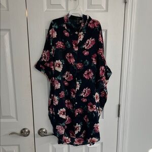 Floral Button Down silk Dress